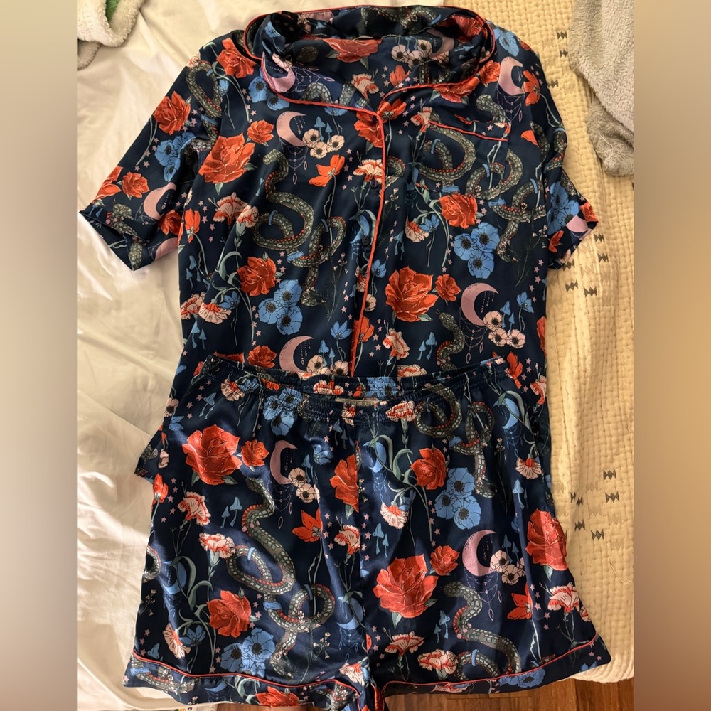 Their Nibs Satin Pajama Set - Snakes/Cottagecore Vibes